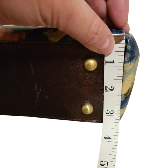 Patricia Nash Blue Clay Poppy Leather Tote Tassle Zipper Floral Western Boho Bag - Picture 10 of 12